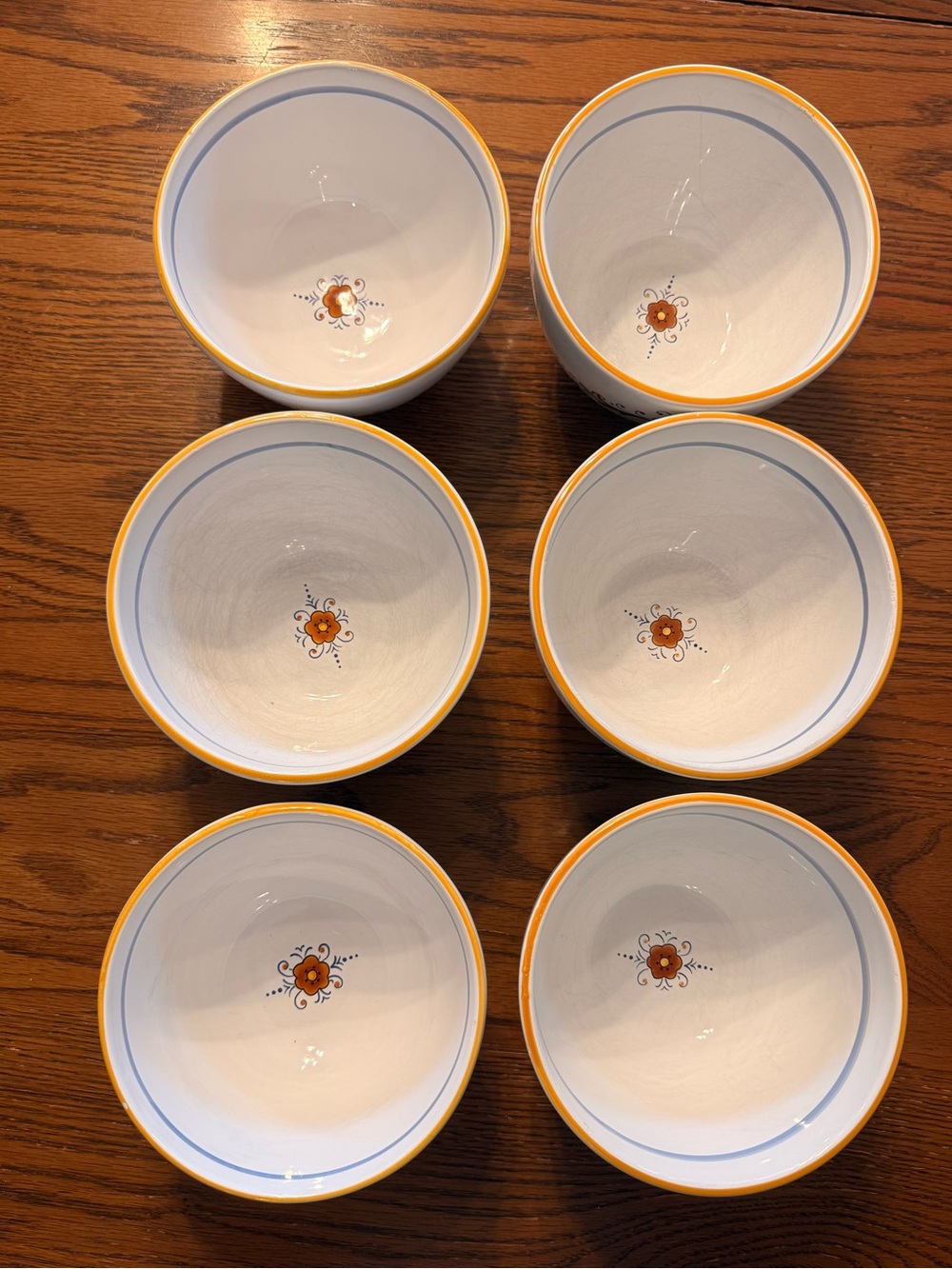 Sur La Table Made in Italy Hand Painted Cereal Bowls Set of 6 6.25” Floral
